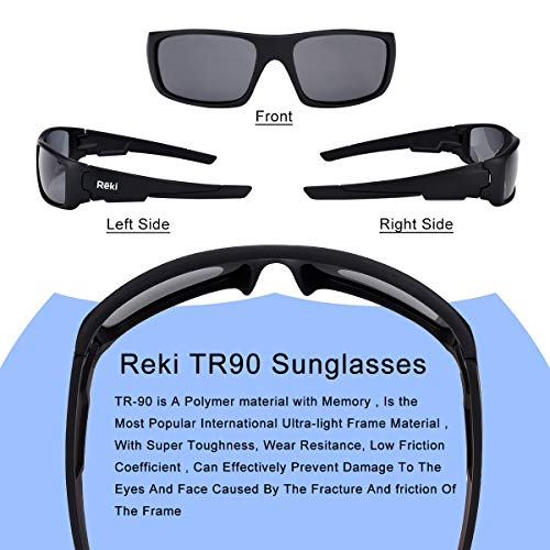 Reki Polarized Sports Sunglasses for Men Women Cycling Running Driving Fishing (Black With Grey Lens)2