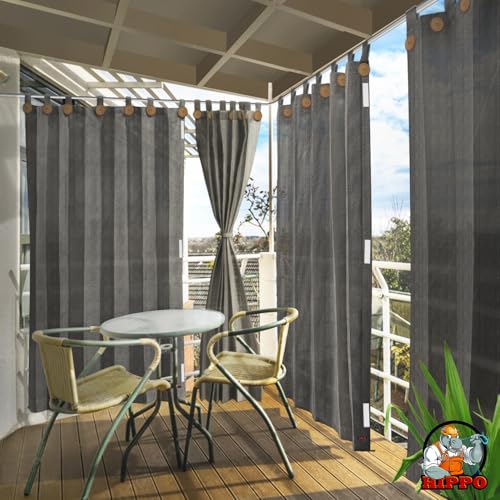 Image of HIPPO HDPE 230 GSM Outdoor Loop Curtain (Cool-Grey, 3 Feet X 9 Feet, Pack of 2)
