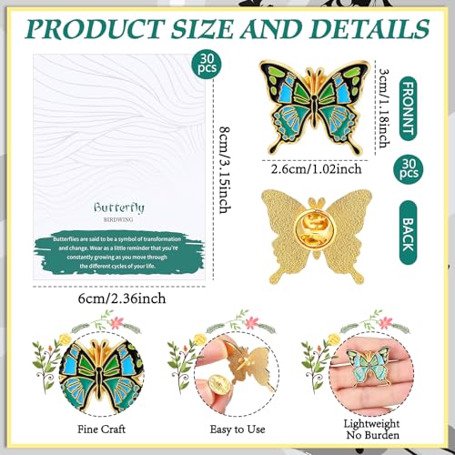 Image of Liliaafar 30 Sets Funeral Favors for Guests Bulk Butterfly /Feather /Wing Lapel Pins Life Favors Memorial Enamel Pins with Cards for Who Loss Loved One