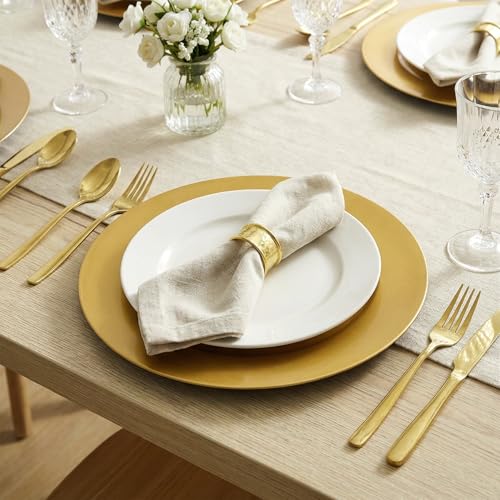 Set de 25 Platos Cargadores Plásticos Dorados 12" miniatura 4