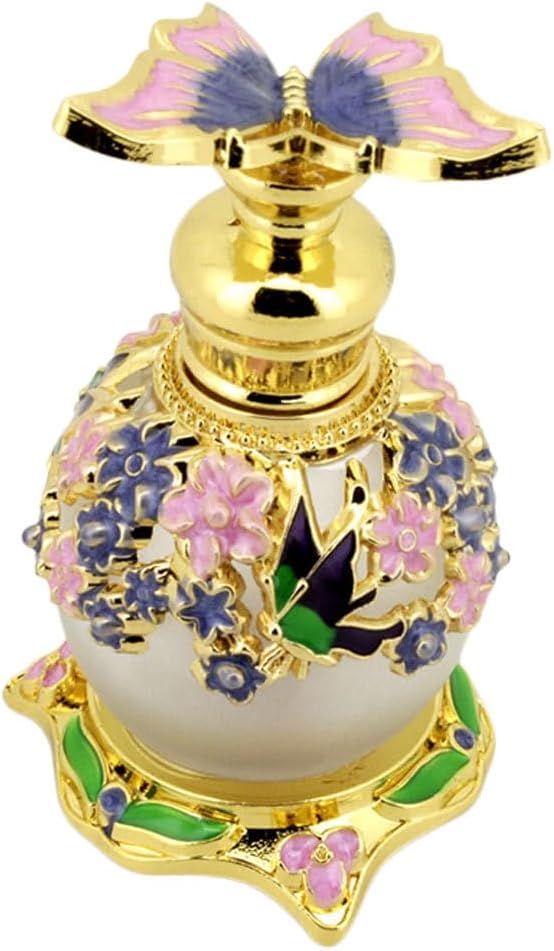 Healifty Vintage Refillable Perfume Bottle Glass Dropper Bottle for Fragrance Essential Oil Lotion Toner Storage Decorative Vanity Table Display Bathroom Decor Travel 3.14 X 1.73 X 1.73 in