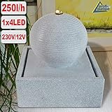 [page_title]-AMUR Gartenbrunnen Brunnen Zierbrunnen Zimmerbrunnen Brunnen MODERN lichtgrau mit LED-Licht 230V Wasserfall Wasserspiel für Garten, Gartenteich, Terrasse, Teich, Balkon Sehr Dekorativ