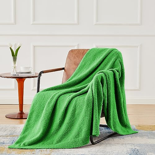 Image of CYMULA Super Soft Green Throw Blanket - Lightweight Plush Fuzzy Fluffy Warm Cozy Blankets and Throws for Sofa Bed All Season Use, 50x60 inches