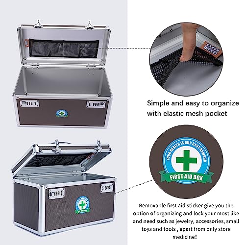 HEWEI WORKS Lockable Medication Box with Portable Storage Case, 15''x 8.7''x 9.3'', Childproof Medicine Lock Organizer, Lockbox for Documents & Valuables (BROWN) by HEWEI WORKS - Image 6