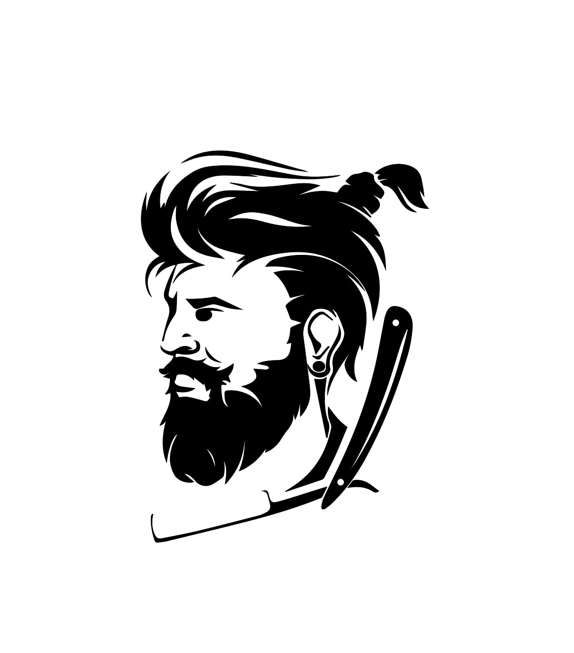 ISEE 360® Barbershop Beard Man Wall Stickers for Beauty Parlor Spa Hair Salon Girls Bedroom Wall Decoration Vinyl Die Cut Sticker Black L X H 36.06 X 50 Cms-image-31
