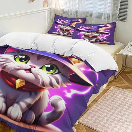 Housse de couette Halloween chat pour lit king size facile à border