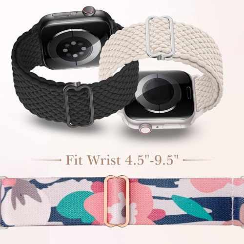 Image of Delidigi Stretchy Bands Compatible for Apple Watch Band Women 40mm 38mm 41mm 42mm 44mm 45mm 46mm 49mm, Nylon Braided Straps for iWatch Series 11 10 9 8 7 6 SE 5 4 3 Ultra 3 2 1