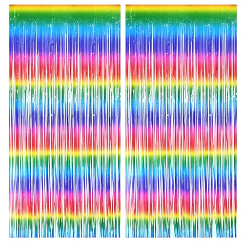 BRAVESHINE Lametta Vorhang Bunte, Mehrfarbig Party Deko Regenbogen...