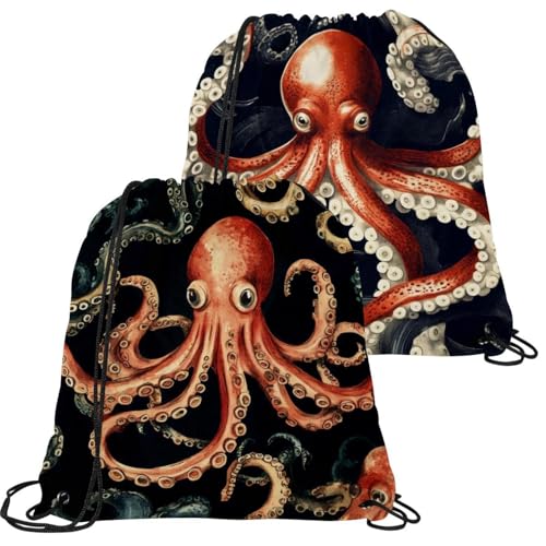 Sac pour la gym et natation lot de 2 sacs à dos orange avec cordon parfaits pour le voyage
