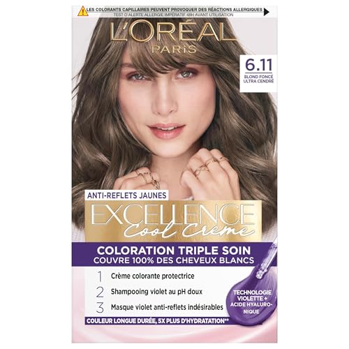 L’ORÉAL PARIS - Coloration Cheveux Permanente Triple Soin - Anti-Reflets Jaunes - Couvre 100%...