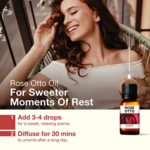 Kukka Rose Essential Oils For Skin Use & Aromatherapy - Therapeutic Grade Rose Oil For Face - Rose Oil Essential Oil For Diffuser, Skin, Face, Hair & Perfume (0.34 Fl Oz) #TOP2