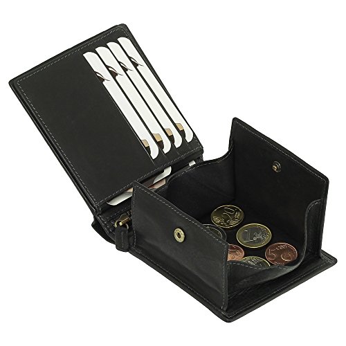 Ledershop24 Luxus Leder Geldbörse Wiener-Schachtel Portemonnaie Geldbeutel Farbe Schwarz