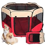 🐕 Transpirable: 8 paneles de malla y una cubierta superior extraíble con cremallera, ofrece una buena circulación de aire y luz, anti-mosquitos, y evita que la mascota salte. Alivia la tensión de las mascotas.