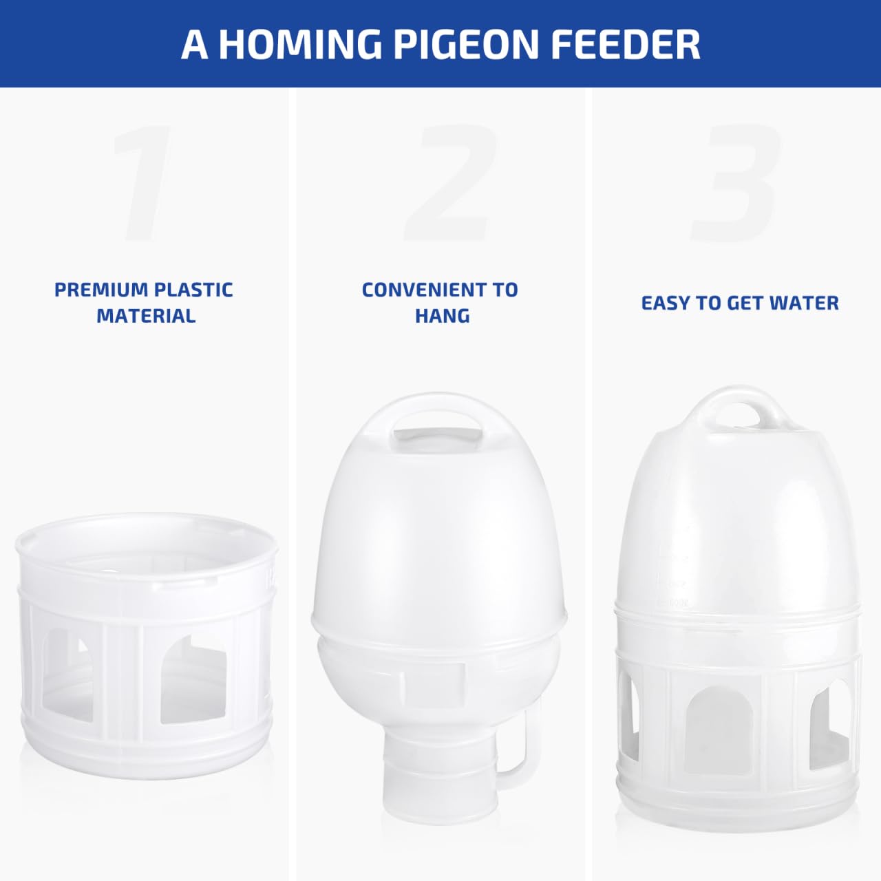 Dispensador de bebedero de plástico para pájaros de POPETPOP para alimentar a las palomas, contenedor de agua para pájaros – Comedero automático dispensador de agua y jaulas para pájaros