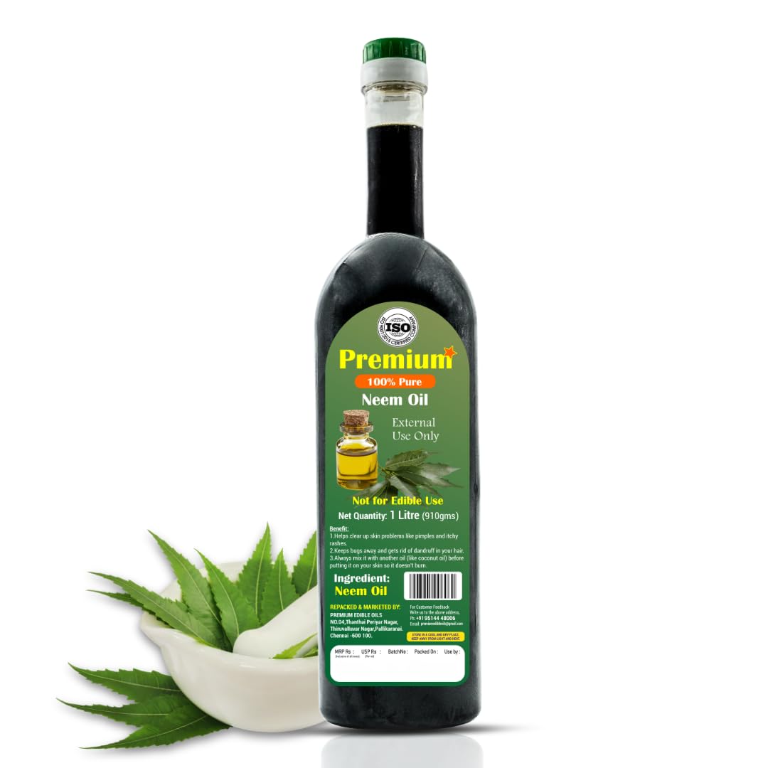 GOLD COIN Neem Oil 1L | 100% Pure Neem Oil for Skin & Hair Care | Natural 1 Litre for Body Massage, Scalp Care & DIY Beauty | Chemical-Free, Fresh Extraction (1L)-picture-18