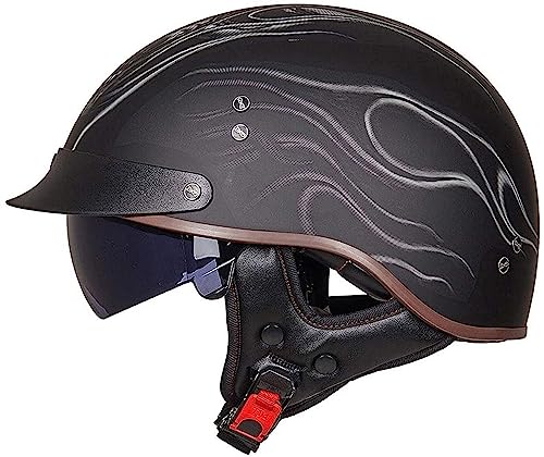 Casque de moto pour adultes rétro demi-casque scooter cyclomoteur cruiser taille L