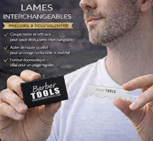 Caja de 50 hojas para navaja de afeitar recta, navaja de afeitar, hoja intercambiable - BARBER TOOLS