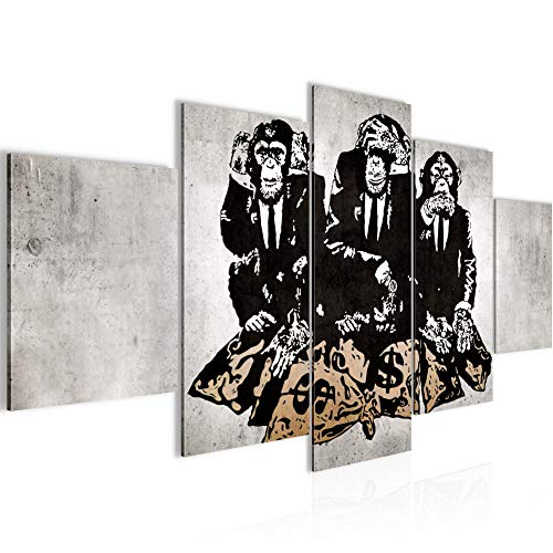 Runa Art Monos Duque De Lancaster Cuadro Lienzo no Tejido 5 Piezas Look Concreto Arte Callejero Gris Dormitorio Corredor 303453b