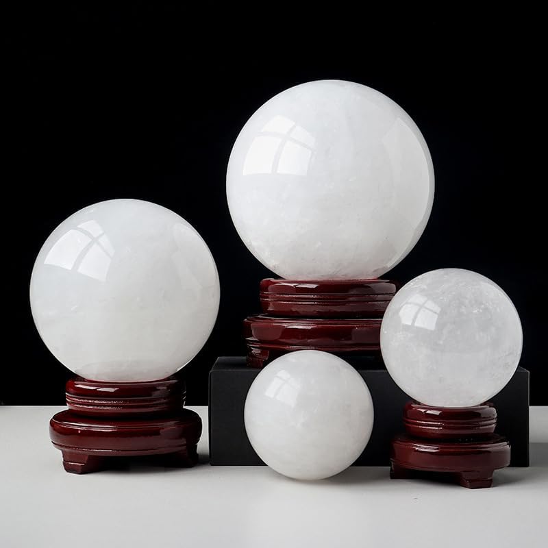 Rock Crystal Ball Crystal Witch Gemstone Fortune Teller Ball, Feng Shui Protection Wicca Decoration,140~150mm