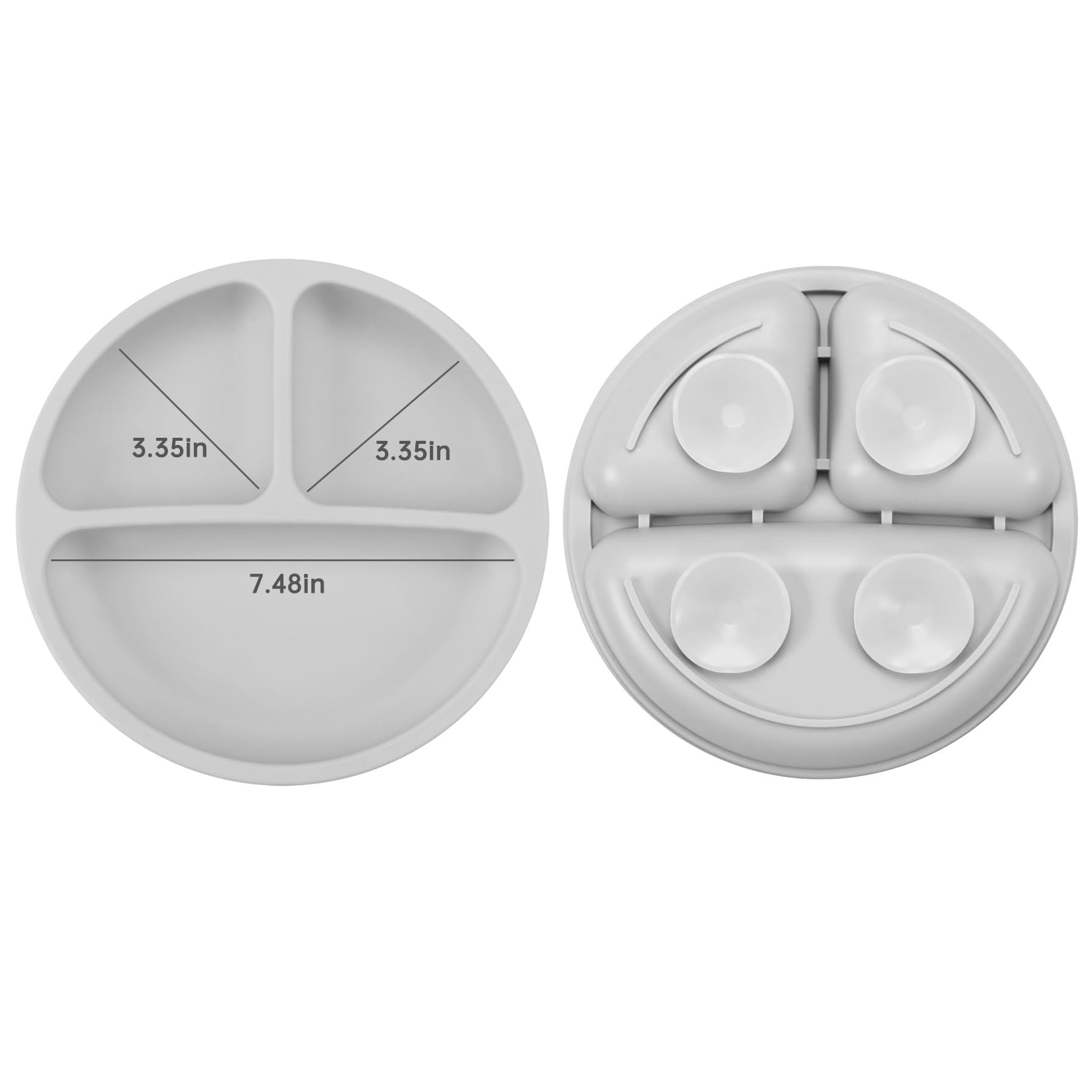 PandaEar Silicone Feeding Set, Pink Gray - Image 3