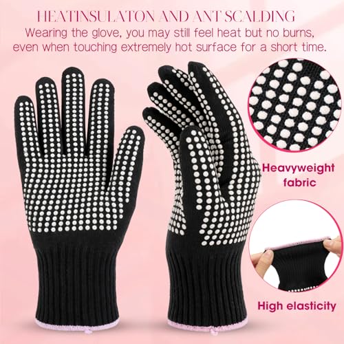 Image of Riyiper 3 Pairs Heat Resistant Gloves for Sublimation, Gloves for Heat Press with Silicone Bumps Applies to Resistant Work, Hair Styling, Universal Fit Size (White)