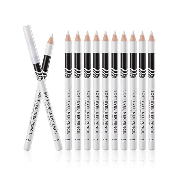 White Eyeliner Pencils Professional Use as Highlighter, Soft, Waterproof, Long-Lasting Eyeshadow, Eye Brightener, Beauty Makeup Tools (12pcs)