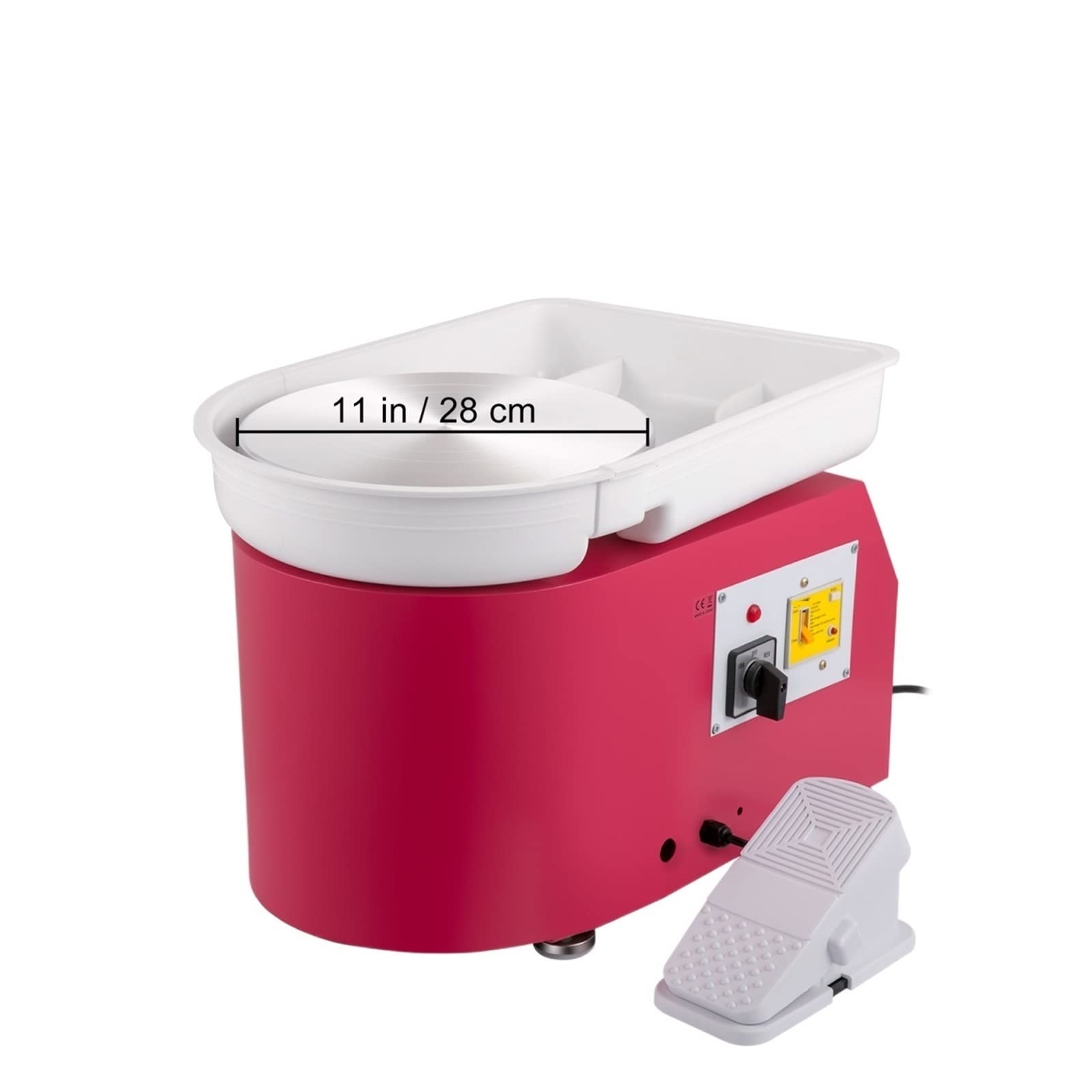28cm Pottery Wheel Machine 350W Foot Pedal Control Electric Art DIY Ceramic Clay Sculpting Tool W/Turntable Tray 18Pcs(Roze)