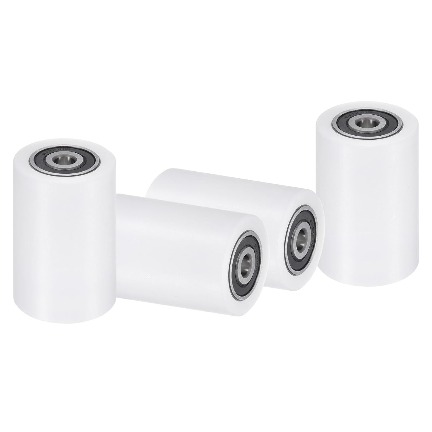 uxcell 4Pcs Nylon Roller Wheel with Bearings, 5/8" Bore x 2" Width x 4" Length, CNC Guiding Wheel Flat Belt Idler, Nylon Pulley (White)