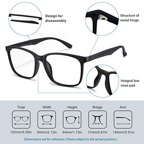 Image of Cyxus Blue Light Blocking Glasses Lightweight Eyeglasses Frame, Filter Blue Ray Computer Game Anti Eyestrain Headache Eyewear(8083T02,Black)