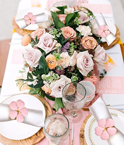 Spring Sakura Flower Napkin Ring Pink Floral Napkin Ring Holder For Easter Table Decoration Wedding Party Dinner Birthday Festival Banquet Decor Holder Good-Looking Pink Color #TOP4