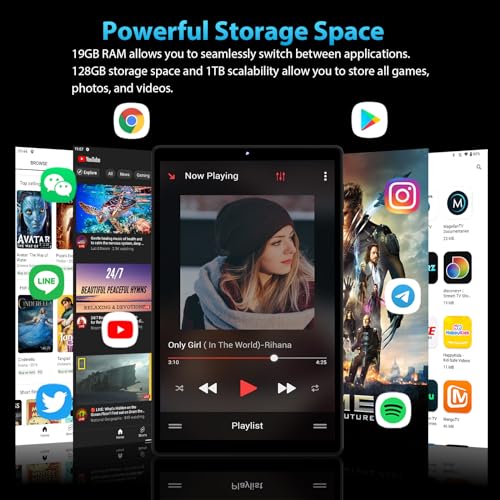 Image of 2026 New 10.3 Inch Tablet with Stylus, 2K IPS Display Tablet Android 14 Tablet, 19GB RAM 256GB ROM (1TB TF Expandable), 8-Core,8+13MP Dual Camera, 8000mAh Battery, 5G /2.4G Dual WiFi - Black