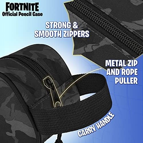Fortnite Pencil Case for Boys, Kids School Stationery, Emotes Llama Designs Oval Barrel Pencil Cases, Fortnite Gifts for Gamers Boys Girls Teenagers, School Accessories (Camo Black)