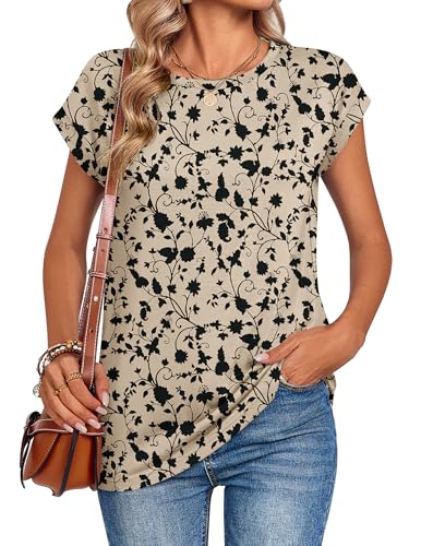 Image of Zeagoo Womens Tops Summer Casual Cap Sleeve Tshirts Shirts Business Dressy Spring Fashion Outfits Trendy Clothes