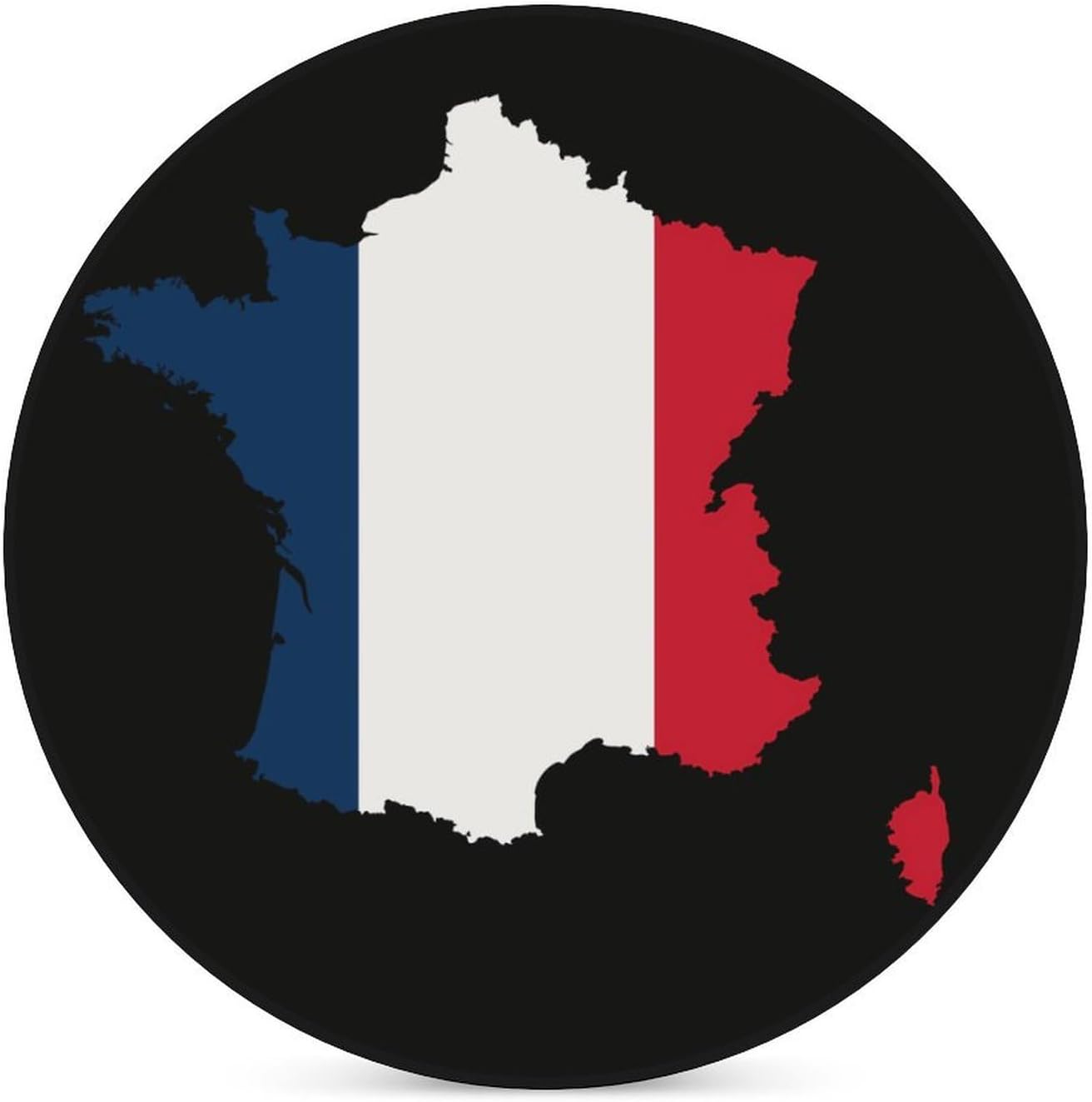 France Flag Map Round Ceramic Coasters for Drinks Absorbent Cup Holder Tabletop Protector with Cork Base