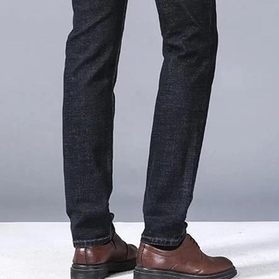 Men's Soft Jeans Comfortable Denim Pants Straight Stretch Slim Fit Business Casual Trousers3