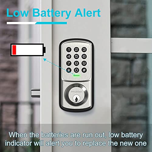 Laview Door Lock With Keypad, Keyless Entry Door Lock, Electronic Deadbolt Lock For Front Door, Bedroom Door, Garage Door, Auto Lock,1-Touch Motorized Locking, 20 User Codes, Easy To Install Silver #TOP4