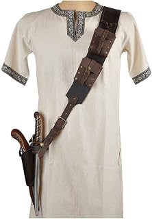 Medieval Clothing, for Flintlock Pistol with Sword Dagger Holder Frog Shoulder Belt Holster Bandolier Bag, Pirate Cosplay Costume Accessories,Brown