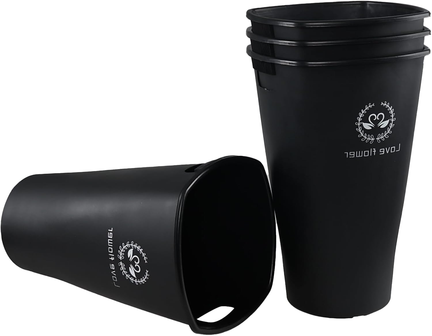 Pekky 4 Packs Tall Plastic Flower Buckets, 15.87 Inches Flower Display Bucket, Black