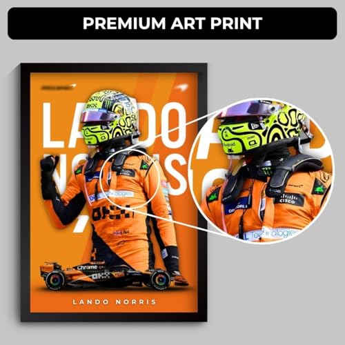 Image of Funk You Store Lando Norris Poster | Framed McLaren F1 Car A4 Sized (31 x 23 cm) | Lando Norris F1 Poster | McLaren Car Posters for Wall, Gift for Boys, Formula 1 Frames | Formula 1 Frame (F 085)