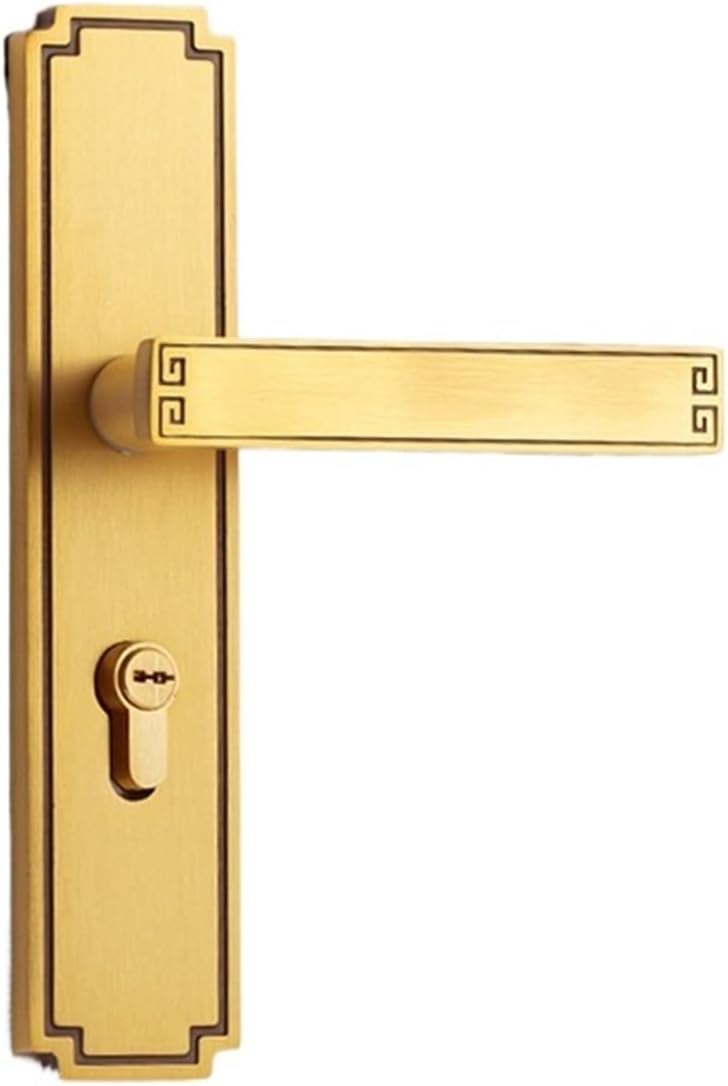 Bedroom Silent Chinese Style Pure Copper Door Lock All Copper Home Villa Indoor Door Lock Classical Brass Handle Door Lock(Copper Color Pure Copper Lock)