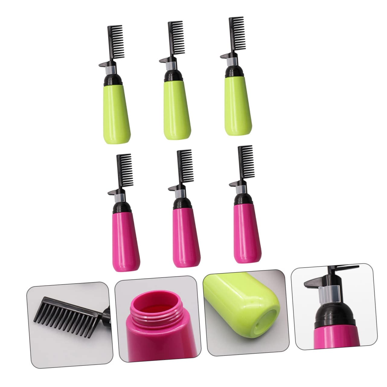 Baluue 6pcs Hair Dye Applicator Bottles with Comb Tip Root Coloring Squeeze Bottles for Hair Dyeing Random Colors Lightweight and Durable Design