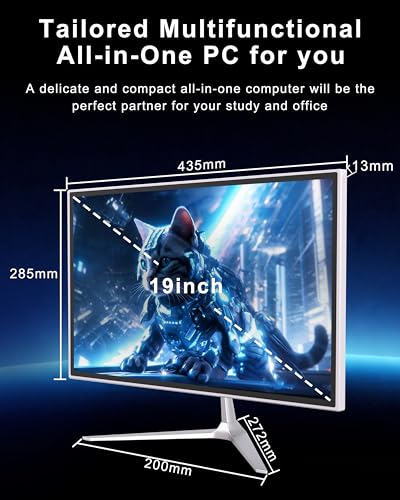 Image of All-in-One Desktop Computer 19 Inch, Space Saving Compact PC | Core i5 8GB RAM 256GB SSD, 1080p TN Screen, WiFi 6 Bluetooth 5.3, Mouse & Keyboard, for Home Office Student
