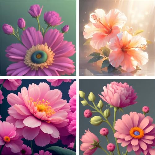 Peinture Diamant fleur 5D DIY Grand Format 55x55cm : kit complet broderie point de croix adulte