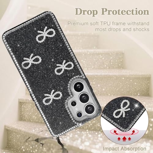 Image of DIZORO for Samsung Galaxy S26 Ultra 5G case,Cute Bow Tie Aesthetic Phone Case,Trendy Slim Hard IMD Shockproof Protective Bumper Designer Phone Back Cover for Women Girls - Black