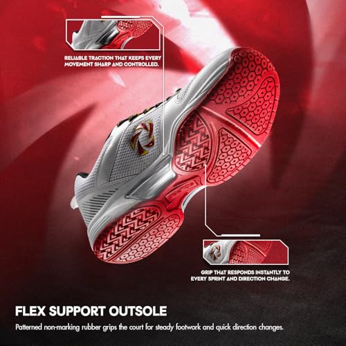 Image of SOLPRO Power Smash Badminton Shoes | Flex Support Outsole | Court Grip | Shock Absorbing Cushion | Breathable Mesh Upper | Stability Ridges