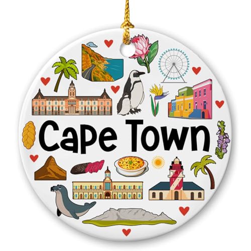Lotacy Cape Town Symbols Colorful Christmas Ornament, Home Decor, Cape Town Gifts and Souvenirs for Men and Women