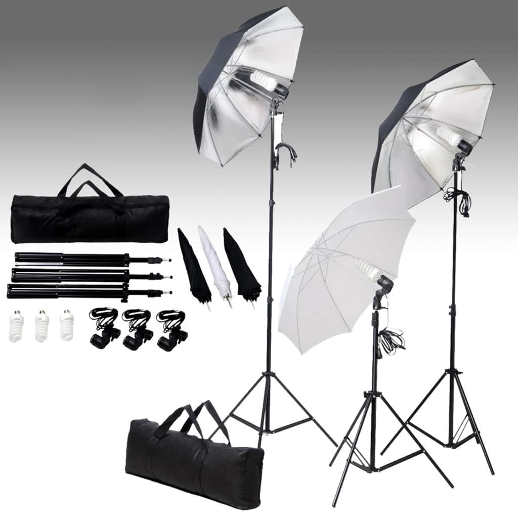 Zestaw do studia fotograficznego z 3 lampami dziennymi, 3 abażurami, aluminiowymi statywami do 230 cm, tło bawełniane 600 x 300 cm, torby do noszenia, oświetlenie do zdjęć, filmów, portretów