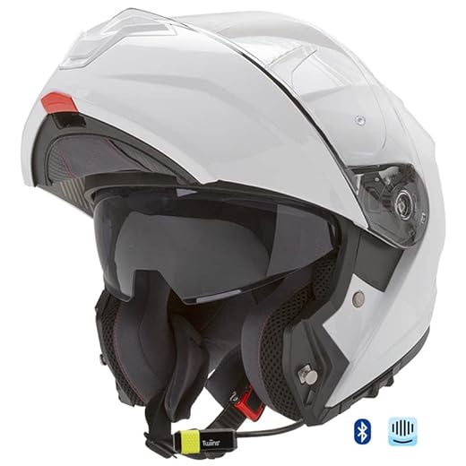GARIBALDI G100 Bluetooth-Intercom Integrado Blanco - Casco de Moto Modular P/J + Pinlock - Casco con Visor Solar Homologado ECE (L)