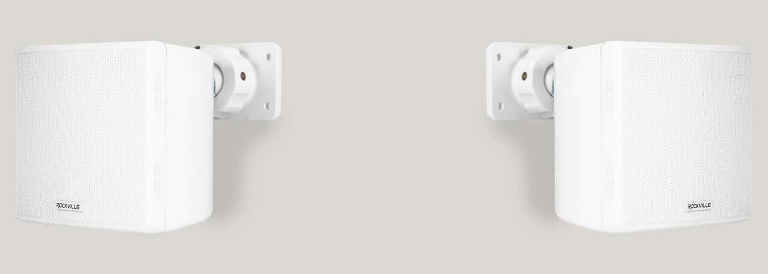 Flash Deals - 80% OFF Cube by Rockville Pair of 3.5 White Commercial 70V Swivel Wall Mount Speakers