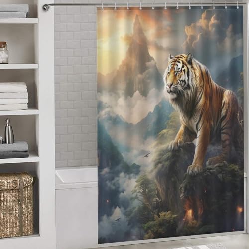 Rideau de douche tigre en polyester imperméable 152x183cm - 2